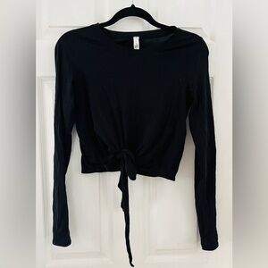 Lululemon Time To Restore Long Sleeve Wrap Shirt Women’s Size 6 Black Tie Front